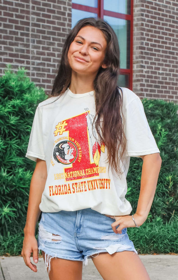 The "#1 Champs" Vintage Boyfriend Tee (Vintage White)