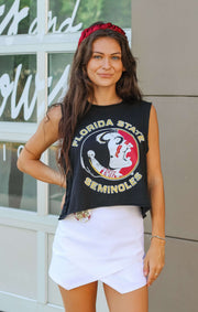 The Seminoles Vintage Crop Muscle Tank (Black)