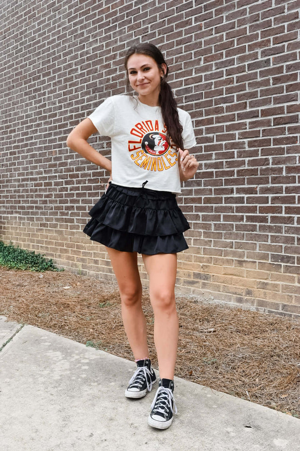 The Erin Seminoles Circle Vintage Cropped Tee (Vintage White)