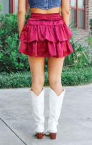 The Ruffle Tiered Skort (Garnet)