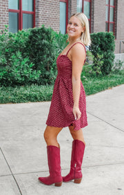 The Tweed Garnet + Gold Dress