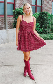 The Tweed Garnet + Gold Dress