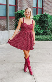 The Tweed Garnet + Gold Dress